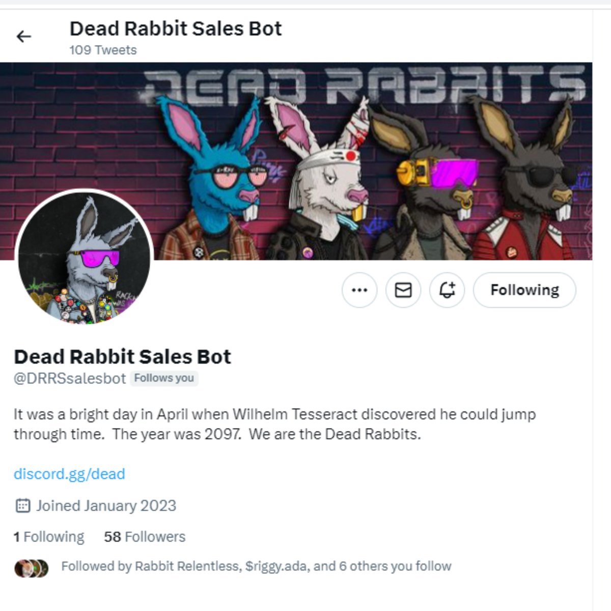 Dead Rabbit Resurrection Society tweet media