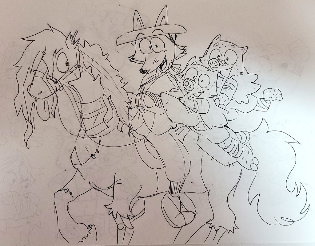 Zorori Doodles(drawing this during a break from work)🦊🐗🐗🐴

It's a lot of practice. 
