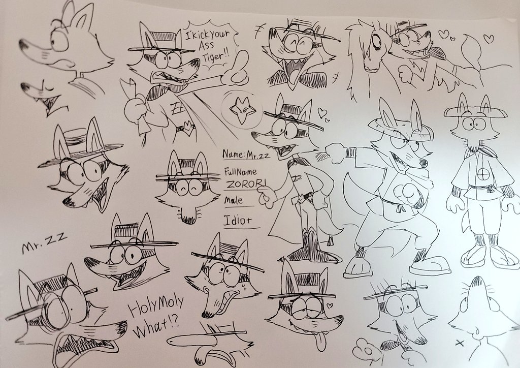 Zorori Doodles(drawing this during a break from work)🦊🐗🐗🐴

It's a lot of practice. 
