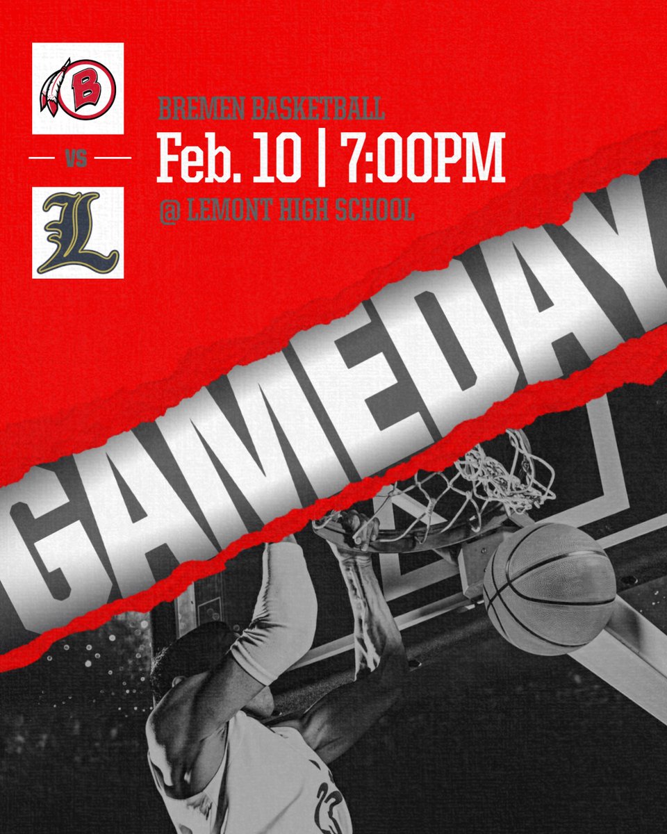 Braves_Varsity's tweet photo. 🏀 #GAMEDAY 
🆚 Lemont
📍 Lemont High School
⏰ Varsity Tip-Off 7:00pm
⏰ Freshman &amp; JV Tip-Off 5:30pm
#GoBraves #TheStandardIsTheStandard 🔴⚪️⚫️ https://t.co/vWf5QnD0Qm