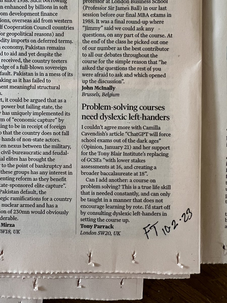 Yes, I get that exams teach is to learn how to learn, but what about a strategy to teach us how to think - with some input from people who are real problem-solvers…?  #dyslexia #LeftHanders