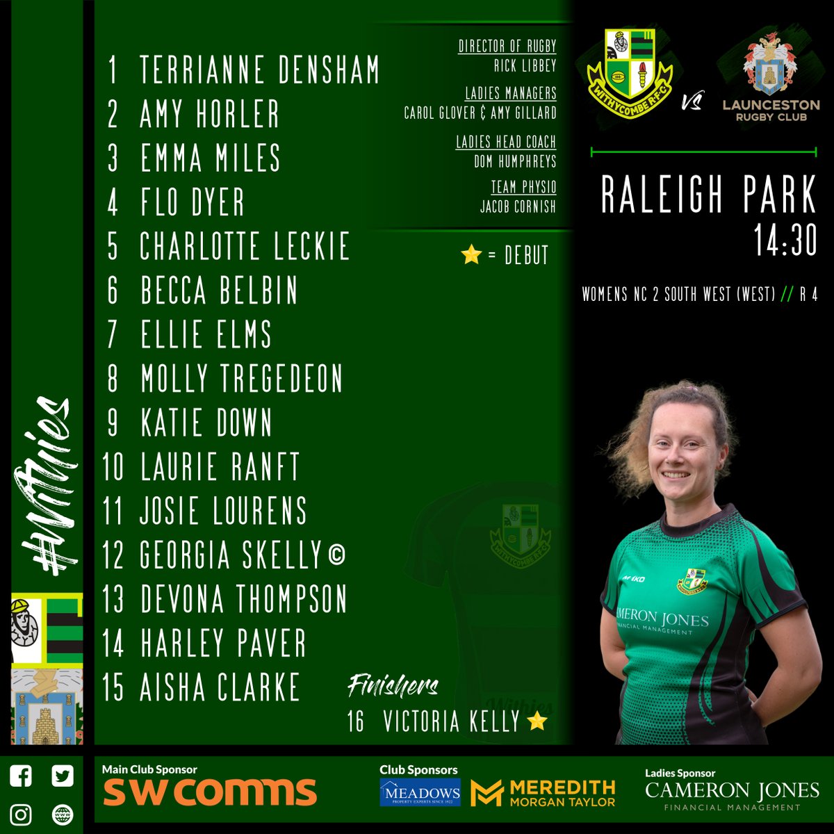 WithycombeRFC's tweet photo. 📣 𝙏𝙀𝘼𝙈 𝙉𝙀𝙒𝙎 📣
Here is your Withy Ladies side to play Launceston Ladies on Sunday afternoon at Raleigh Park. Kick off 2:30pm

#Withies #WithyLadies #GreenAndBlack #UTW #UpTheWithy #LadiesRugby #WomensRugby https://t.co/64bv1Zaw1L