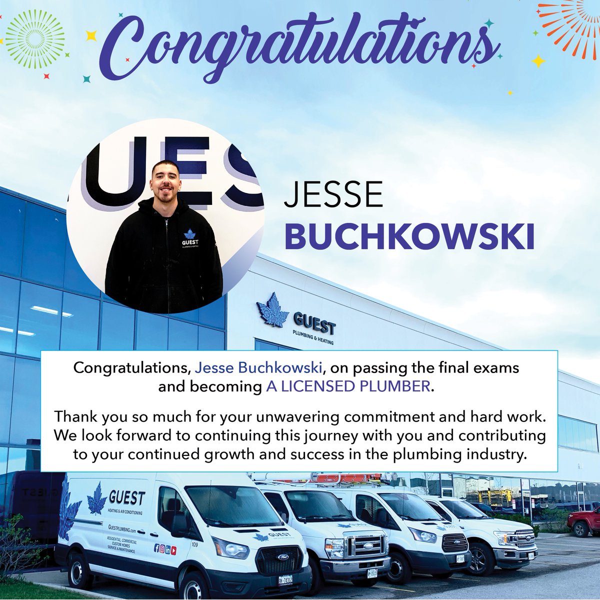 Guestplumbing's tweet photo. Congratulations, Jesse Buchkowski! 🥳

We’re proud to announce that one of our experienced apprentices has officially become a Licensed Plumber.

#journey #teammember #team #GuestTeam #proud #culture #career #skilledtrades #plumbing #licensedplumber https://t.co/uVfg5NjYHL