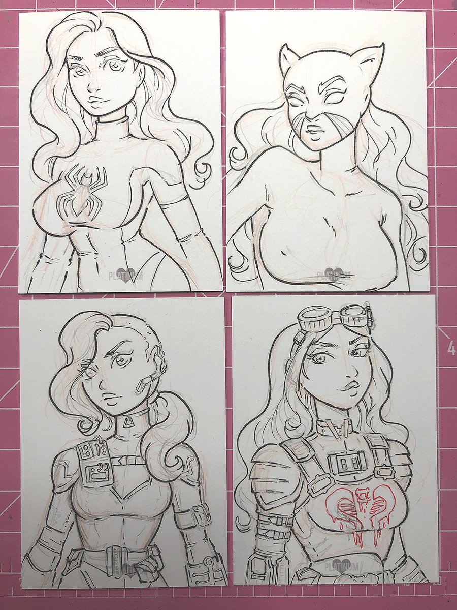 DanielleSoloud's tweet photo. Extra busty Spiderman MJ and Hellcat, futuristic/techno Scarlett and Baroness from G.I. Joe sketch card requests ~ https://t.co/rjS3Z6mwgp