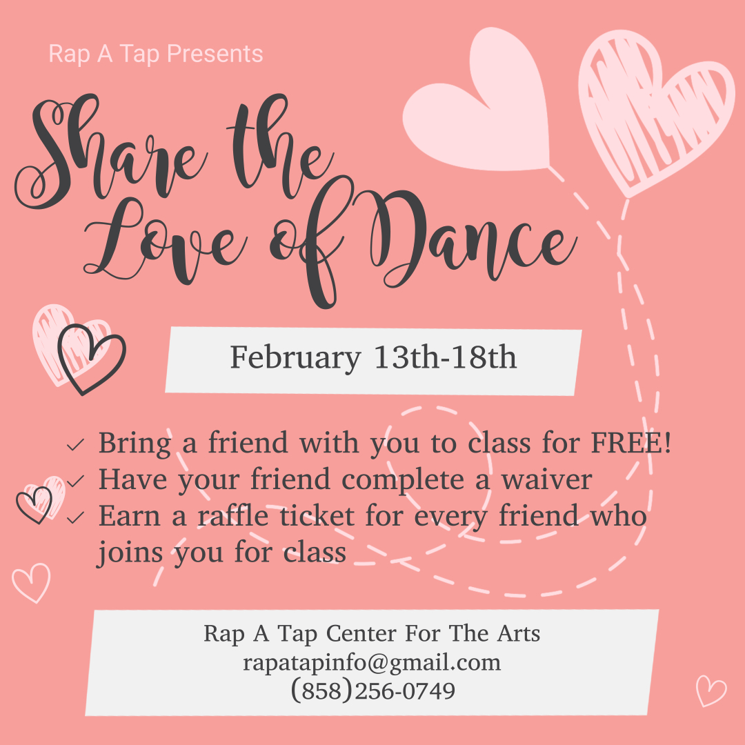 rapataparts's tweet photo. Bring a friend to dance next week! Current students can win prizes by getting raffle tickets for each friend they bring to class. 

#dance #dancestudio #danceclass #danceclasses #dancestudents #danceteacher #tapdance #jazzdance #ballet https://t.co/qoTaQnbDN1