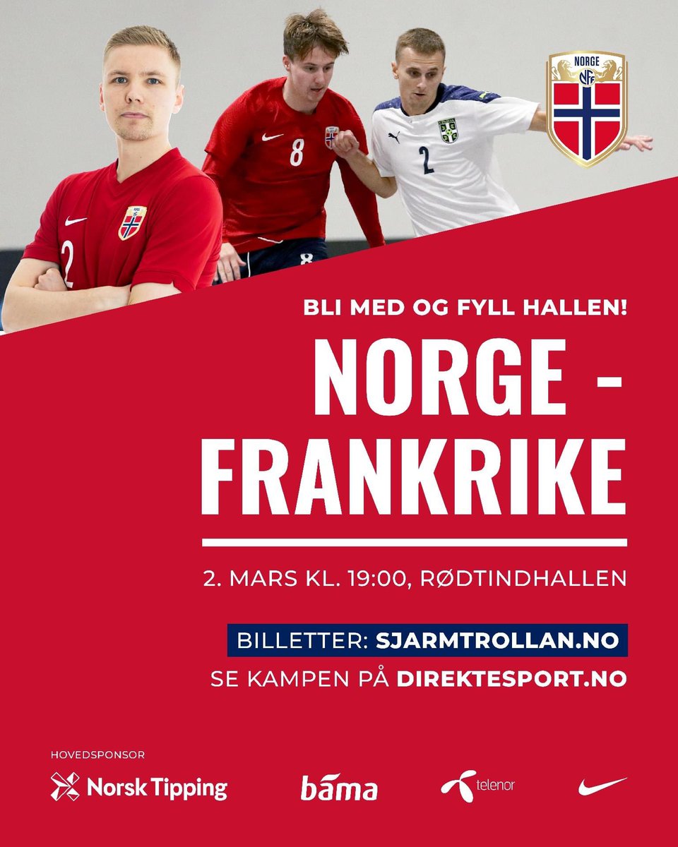 sjarmtrollan's tweet photo. Har du fortsatt ikke ordna dæ billett til landskamp der landskampa alltid har hørt hjemme? Da begynne du å få rimelig dårlig tid! Sjekk ut https://t.co/WhHAkrw27m for billetta til Norge-Frankrike i Rødtindhallen torsdag 2.mars😎 (Ikke nok plass til å skrive på fransk!) https://t.co/zJMrIoUXDC