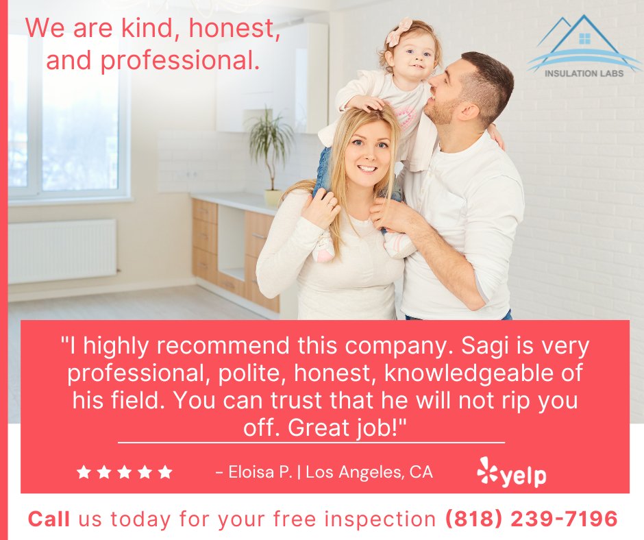 Insulationlabs's tweet image. Our team is professional and knowledgeable to help you with any questions you have. Call us for a FREE inspection (818) 239-7196.