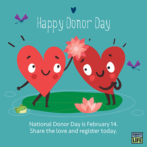 Today is National Donor Day. Share the love by registering to become an eye, organ and/or tissue donor and save lives. Register today: donatelife-nj.org #NationalDonorDay #HealthierNJ #ShareTheLove