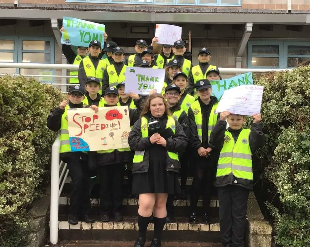 MissCorlessY6's tweet photo. Our Mini-Police Officers were out checking the speed of local motorists today! Well done Year 6. 👮‍♀️👮‍♂️😊🚗
@MinipoliceR https://t.co/2OWf6QYtc7