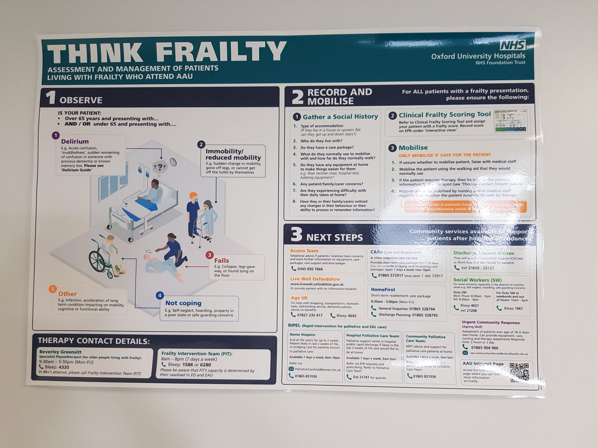 🌟🌟 It's finally complete! 🌟🌟 Thank you to Claire Carter in @OUHospitals OMI dept for helping design this poster with me to help #medical and #nursing staff identify #frailty on #AAU. Already helped today teaching new #doctors to the team. @ouh_therapies