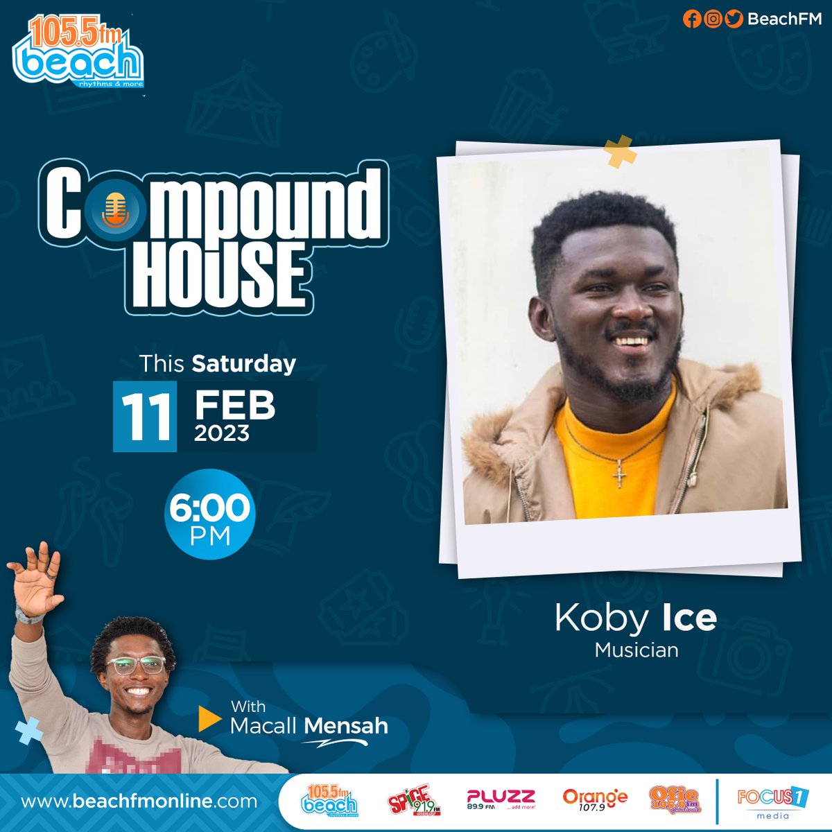 Beachfm1055's tweet photo. It’s time for another great session. We are on tomorrow on the #compoundhouse on Beach 105.5 FM. Be a tenet today.
#SekondiTakoradisMusicLeader https://t.co/UY7Vcec1f1