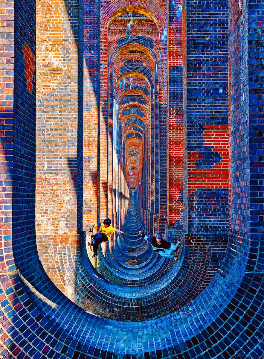 MarcAspland's tweet photo. Photographed Lola Tambling (right) with Diggs English at Ouse Valley Viaduct. Lola (14) now a World Championship semi-finalist. The Cornish skateboarder qualified THIRD for the semi-finals in Sharjah ⁦@thetimes⁩ ⁦@TeamGB⁩ https://t.co/0tVHgiYsGK