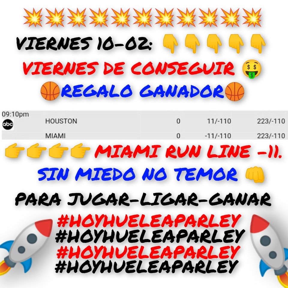 PabloJota27's tweet photo. ((( #REGALONBA🏀 ))) Para Sacar Cartera Sin Miedo Ni Temor Porque #HOYHUELEAPARLEY Y Venimos Como La Película: #DURODEMATAR Hoy Realizado El Análisis Y Esperando El Factor SUERTE Nos Acompañe, Le Daremos DURO A La Banca, #VAMOSALIGAR Y #VAMOSAGANAR 👇👇👇👇👇 https://t.co/8TkYzkxGtC