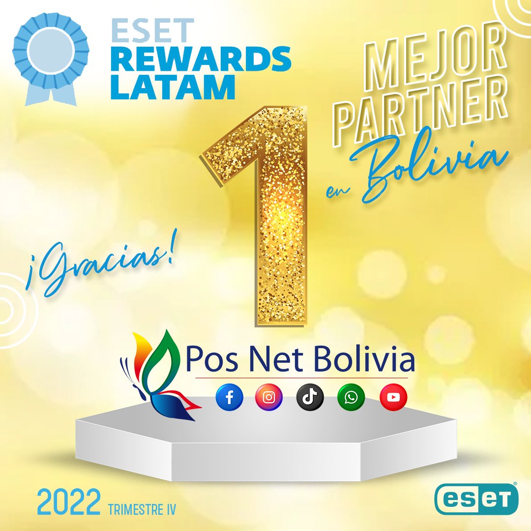 PosNetBolivia's tweet image. ¡Somos mejor Partner ESET en Bolivia y lo celebramos contigo! 🥳Entérate aquí y con tu asesor comercial.
#PosNetBolivia #ESETBolivia #mejorpartner