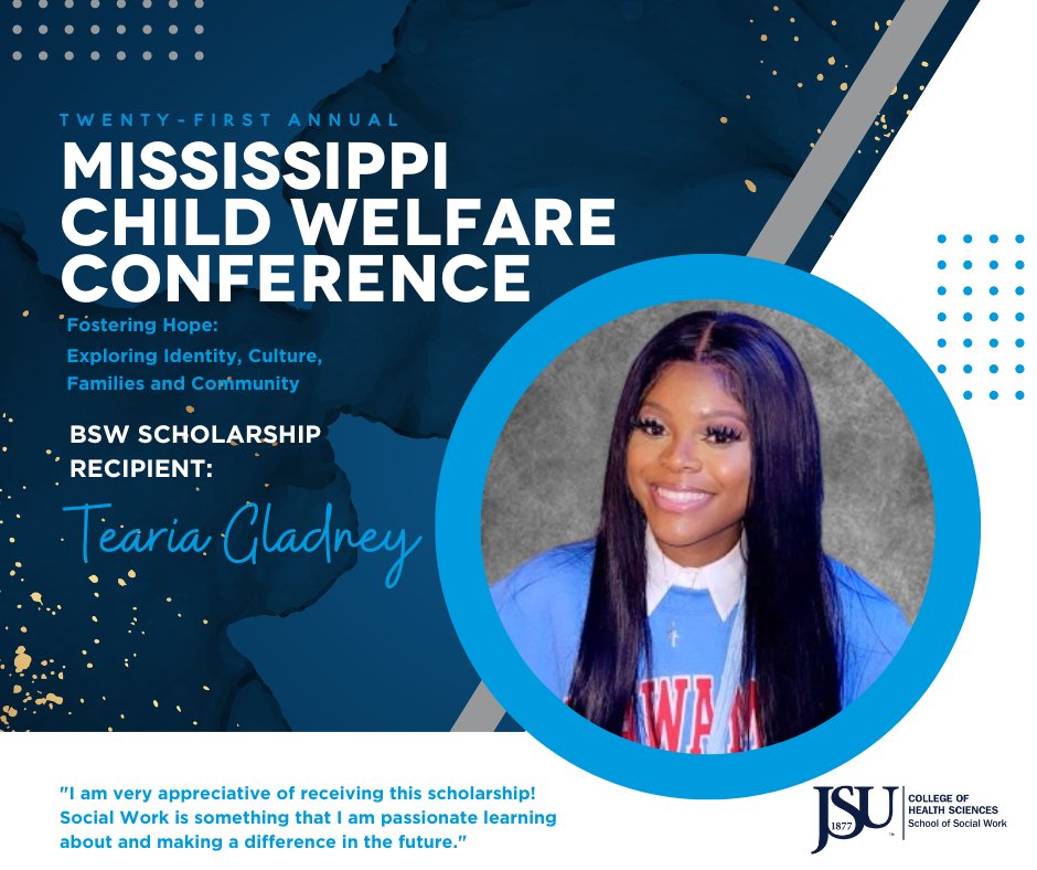 JSU_SSW's tweet photo. The Mississippi Child Welfare Institute Scholarship Committee would like to congratulate the recipients of the 2023 MS Child Welfare Student Scholarships! The Scholarship Presentation was held via Zoom during the 21st Annual Child Welfare Conference on February 2, 2023. https://t.co/mexzAQ38d6