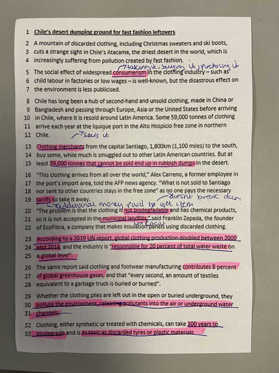 Today in 9E we completed FASE reading on the issues with fast fashion. We then applied our knowledge to complete a comic strip to communicate it to students, which included teaching them some key terms! Check out Jasmine’s work! #WordRich #ReadingRich