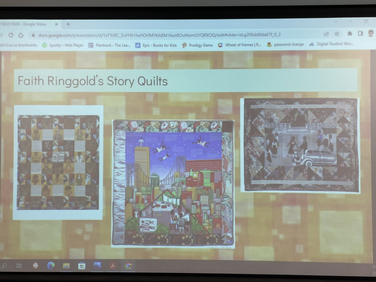 Students learning about Faith Ringgold’s amazing art and collaborating to share their community story.