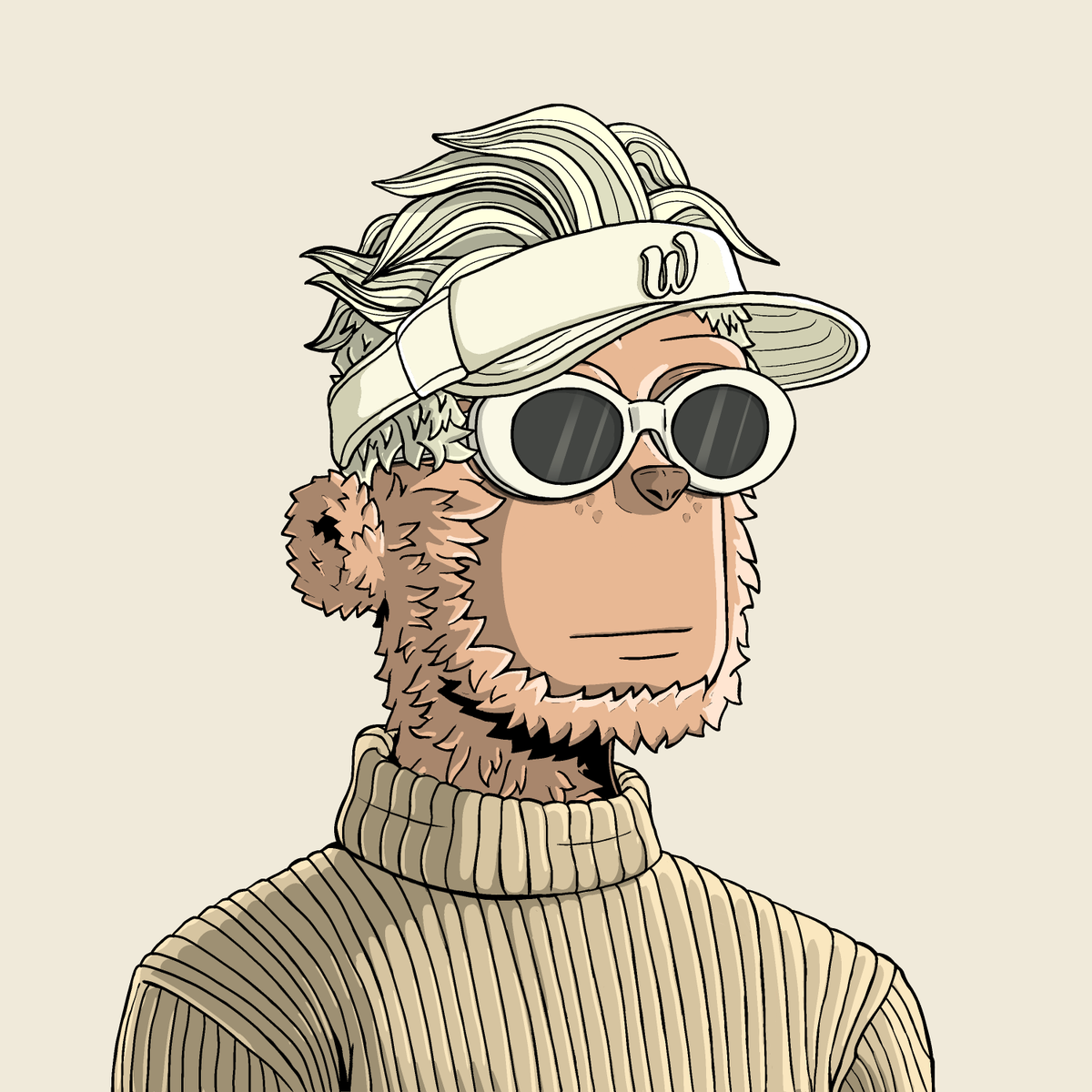 y00tsMintBot's tweet photo. 🎉 y00t #2439 just arrived to y00topia! 🎉

🖼️ Background: Vanilla Ice

🖐️ Fur: Tumbleweed

😑 Face: Chill

🧥 Clothes: Cashmere Turtleneck

🎩 Head: W Visor

👓 Eyewear: Cobain Goggles

🔗 https://t.co/Qjc5A68U6A https://t.co/3at97fMmbJ