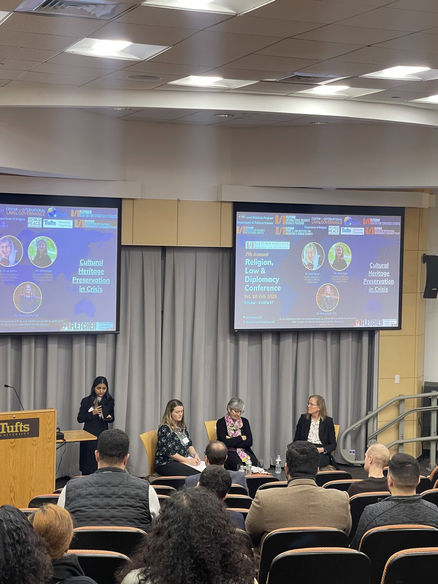Fletcher_RLD's tweet photo. Panel 3 starting now on cultural heritage preservation in crisis through case studies of Afghanistan and Ukraine featuring @DrSimasamar and Ms. Anna Kijas moderated by @monicaduffytoft 

#2023RLDConference https://t.co/HjmOd8rUcs