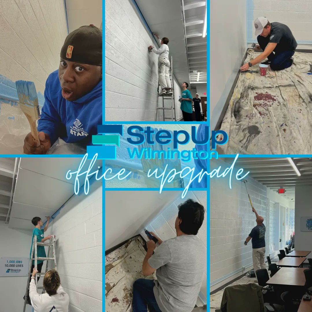 StepUpILM's tweet photo. StepUp Wilmington is getting a facelift!
So grateful to our staff and volunteers for helping us spruce up the place. Stay tuned to see all of our progress!
#StepUpWilmington #BeyondTalent #Empowering #Goals #Painting #Paint #OfficeMakeover https://t.co/0ni1tsTHKP
