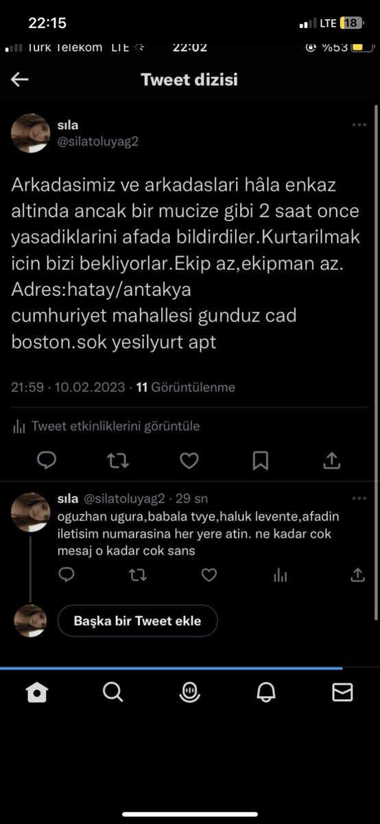 El1fsla's tweet photo. Lütfen sesimizi duyun arkadaşlarımız hala hayatta ekipman yetersiz geçen her dakika zararımıza lütfen yardım edin arkadaşlarımızı göz göre göre ölüme terk etmeyelim @ahbap @OguzhanUgur @haluklevent #depremzede #hatay https://t.co/chSMrdaoRB