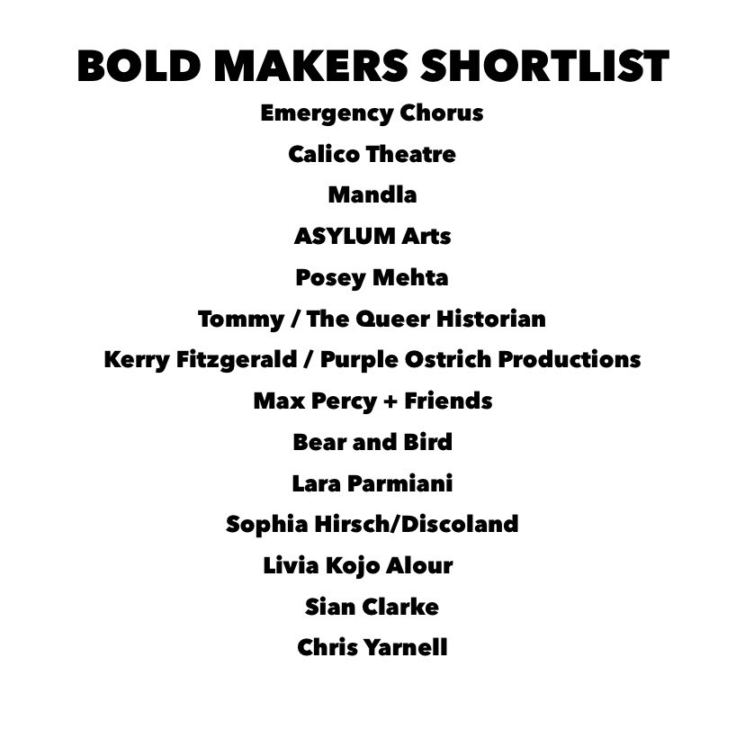 boldelephant_'s tweet image. We have a big Friday treat for you. 
We are SO EXCITED to give your our BOLD MAKERS SHORTLIST. 

Thank you and well done to everyone, we’ve been bowled over by the work you’re all doing!