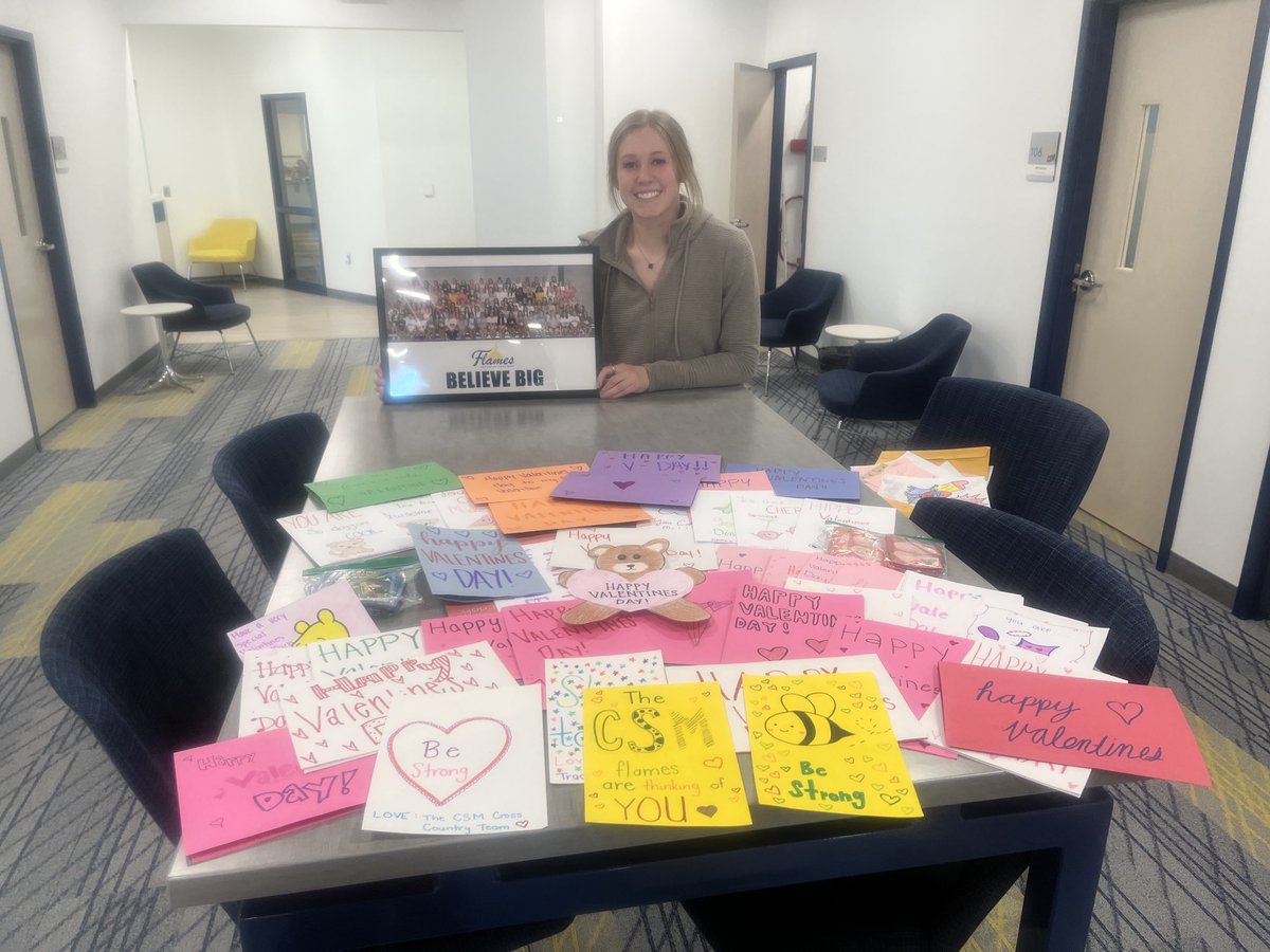 papiojeff's tweet photo. Getting ready to deliver Valentines to Children’s Hospital made by our CSM athletes.  These ladies never cease to amaze us!!!! https://t.co/uzFkkIE48z