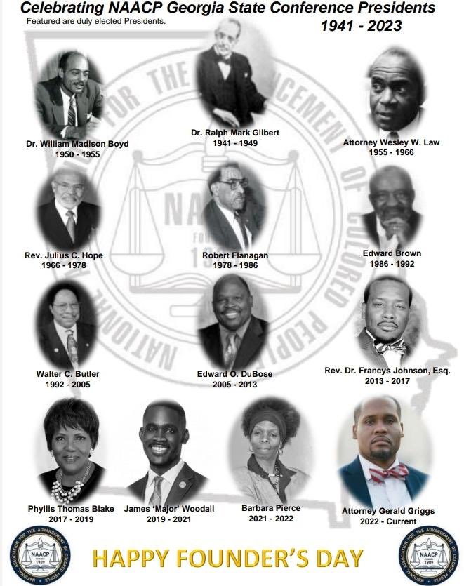 Georgia_NAACP's tweet photo. As we prepare to celebrate the founding of the #NAACP, we pause to lift up the legacy of leadership of the State Conference #MovingForward #GeorgiaNAACP #gapol https://t.co/jgpK1C3u7U