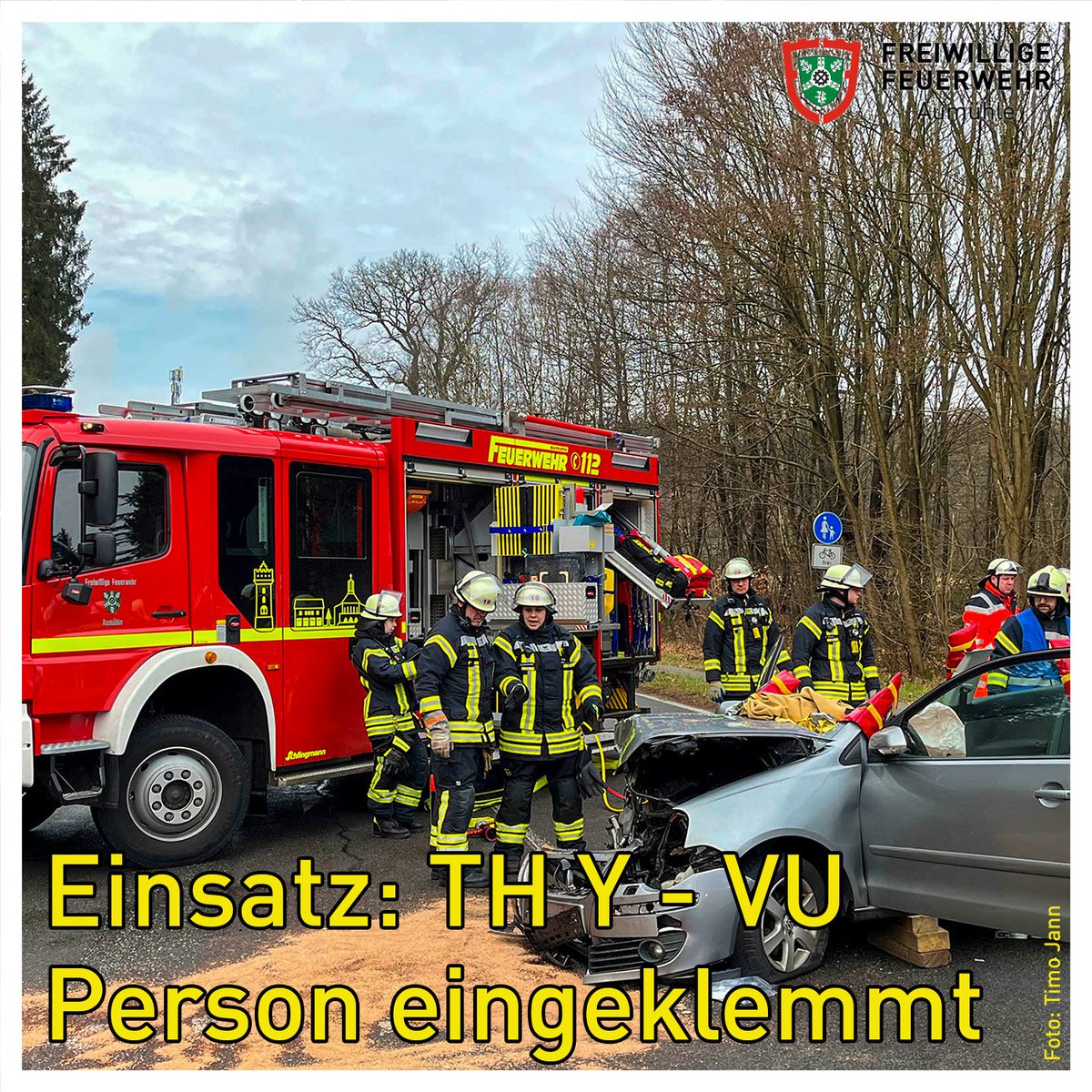 🚒 #EinsatzFw Nr. 007/2023
📅 10.02.2023
⏰ 12:56 Uhr
🚨 TH Y - VU Person eingeklemmt
🚩 L314 / L208
🔴 FF #Wohltorf, FF #Dassendorf 
⚪️ Rettungsdienst
🔵 Polizei
----
💻 Einsatzbericht: t1p.de/amctf
#feuerwehr #aumühle