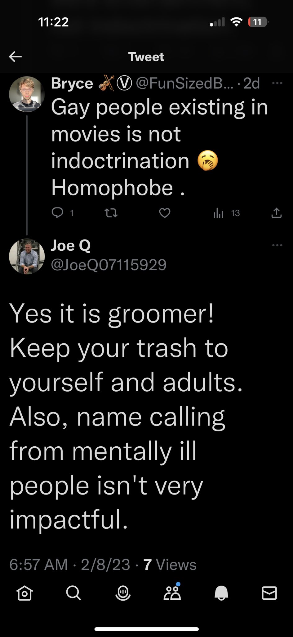 Apparently I’m a groomer? ?
Having a gay character in a movie makes me akin to a pedophile? Homophobia