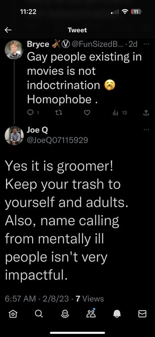 Apparently I’m a groomer? ?
Having a gay character in a movie makes me akin to a pedophile? Homophobia