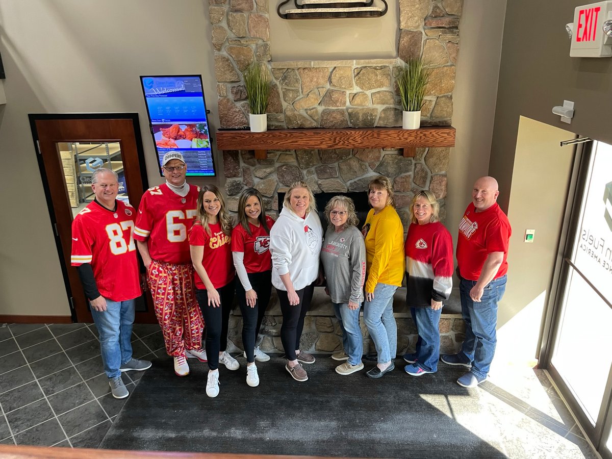 CleanFuelsAA's tweet photo. Missing a few, but the staff at Clean Fuels is pumped to watch the @Chiefs in the Super Bowl this weekend! #RedFriday #GoChiefs https://t.co/3Tho1a78v9
