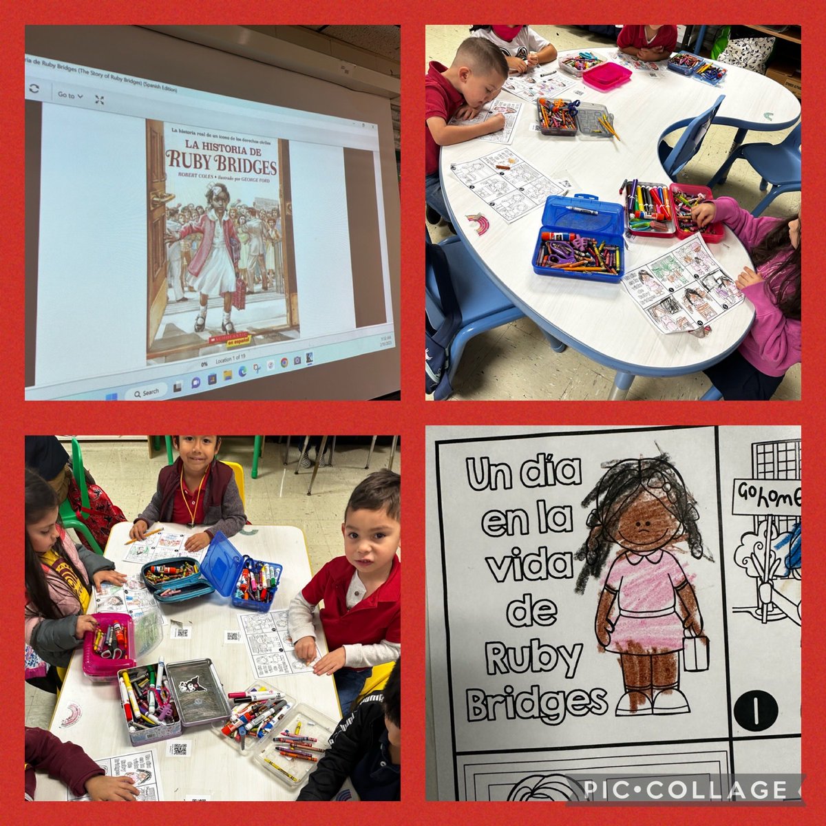 @lfcisdESL_BIL #Dual ⁦@LosFresnosCISD⁩ ⁦@LRE_Wranglers⁩  Black History Month #RubyBridges Mrs. Vega’s PreK Class 🥰