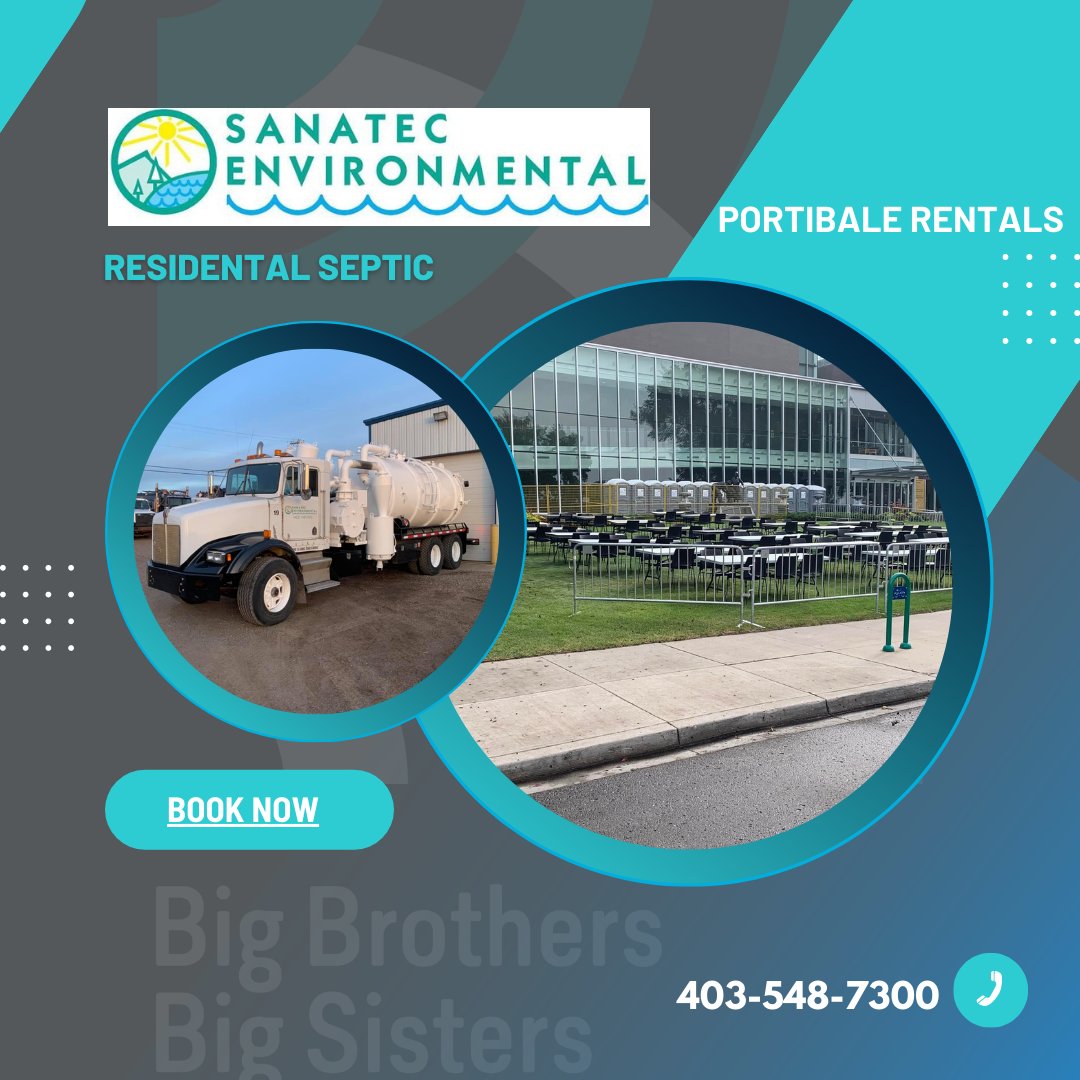 Planning an event? Looking for residential septic services? Every service call or portable rental you purchase through <a href="/SanatecEnviro/">Sanatec Environmenta</a> will help support our Mentoring Programs with Big Brothers Big Sisters! Call them today and help support children in Medicine Hat. #community