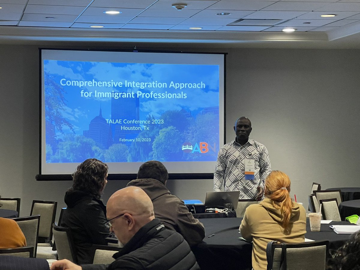 SynergyTexas's tweet photo. Fantastic morning session today @ #TALAE2023 led by #AfricanBridgeNetwork thanks to @WorldEdServices. Such a rich discussion on the barriers that skilled immigrants face &amp; tips for #AEL programs to use to support workplace integration. https://t.co/cCBGvD42HL https://t.co/WE1mWee4on