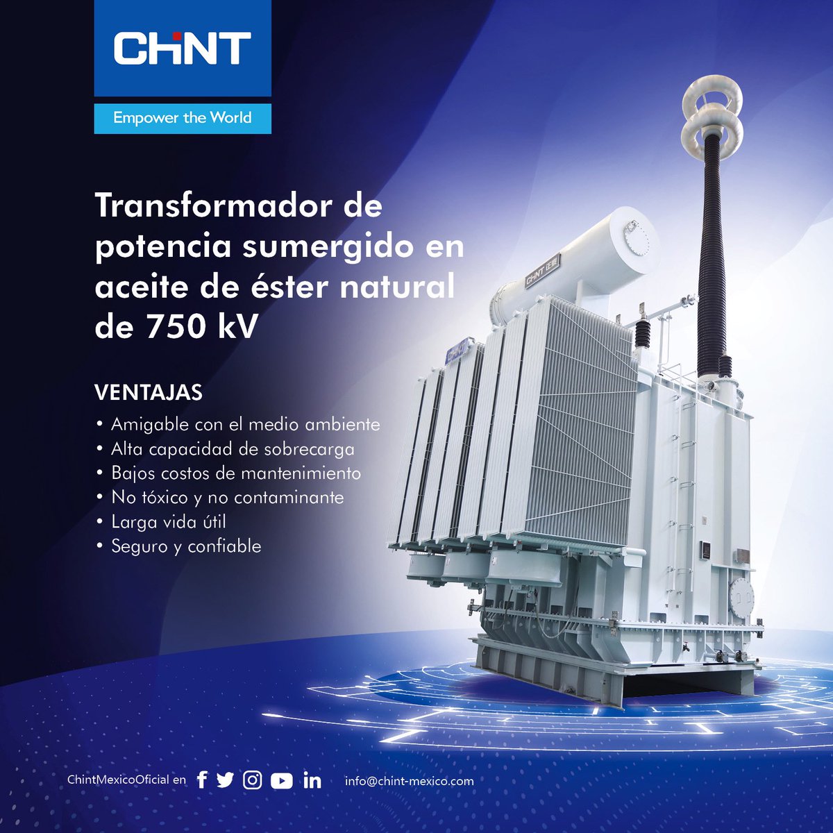 Es un honor compartir que el transformador de potencia inmerso en aceite de éster natural CHINT de 750kV pasó de manera exitosa todas las pruebas de su tipo.
#ConoceElPoderDeChint #ChintMexico #ChintTD #Transformadores #AltaTensión #UltraAltaTensión