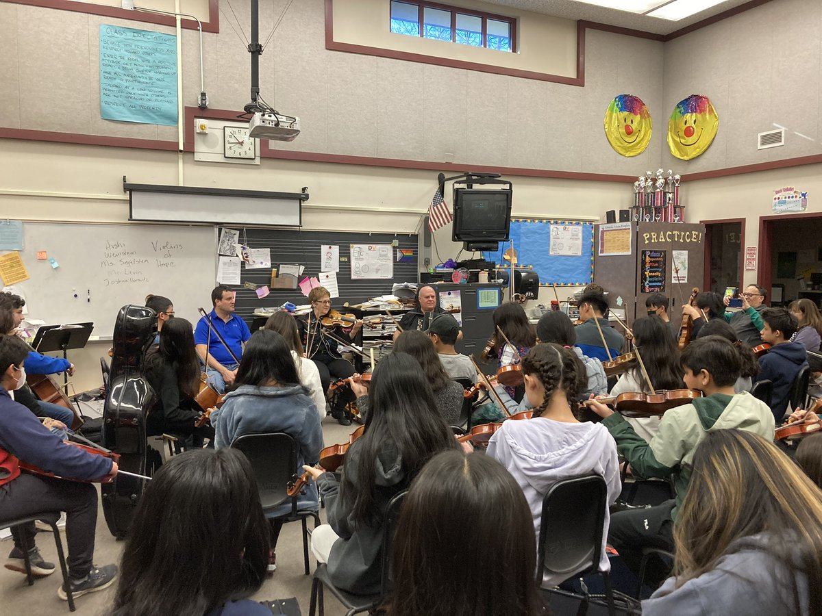 Many thanks to Violins of Hope for engaging with the musicians <a href="/DVMS_Eagles/">DVMS</a> in a clinic on Klezmer music and techniques, Holocaust history and Jewish culture. <a href="/SRVUSD1/">SRVUSD</a> <a href="/EBHolocaustEd/">East Bay Holocaust Education Center</a>