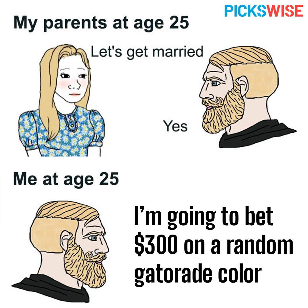 Pickswise's tweet photo. Times have changed mom and dad https://t.co/aXjDzFsX9U