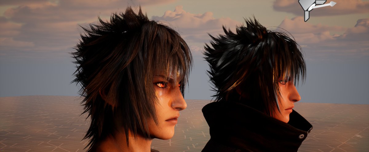 Versus13Trailer's tweet photo. Okay hair done for now I think - you can see a comparison with the previous hair model and how the lighting bounce on it!
Next step will be to add proper eyes with cornea etc etc #FinalFantasy #Noctis https://t.co/JAPJ5csyKd