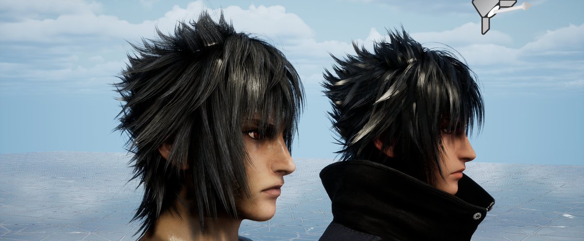Versus13Trailer's tweet photo. Okay hair done for now I think - you can see a comparison with the previous hair model and how the lighting bounce on it!
Next step will be to add proper eyes with cornea etc etc #FinalFantasy #Noctis https://t.co/JAPJ5csyKd