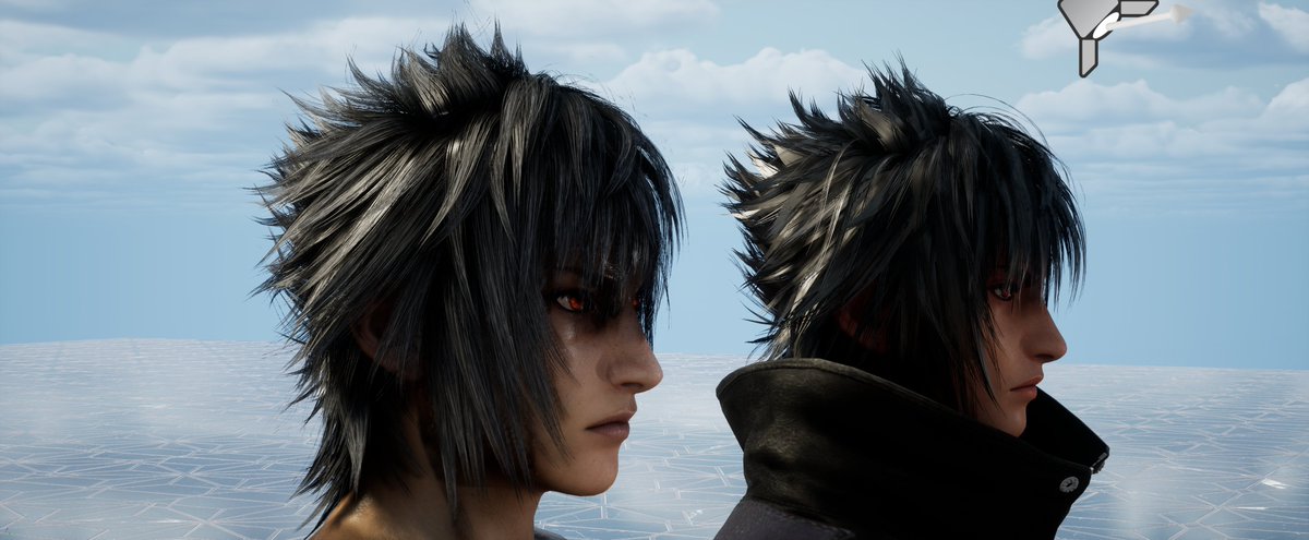 Versus13Trailer's tweet photo. Okay hair done for now I think - you can see a comparison with the previous hair model and how the lighting bounce on it!
Next step will be to add proper eyes with cornea etc etc #FinalFantasy #Noctis https://t.co/JAPJ5csyKd
