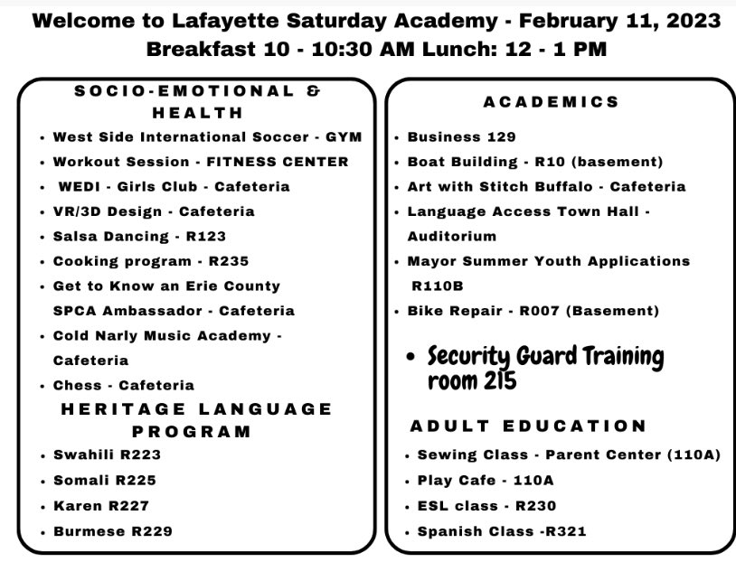 Join us tomorrow for a fun day at Lafayette Saturday Academy!! 10AM-1PM