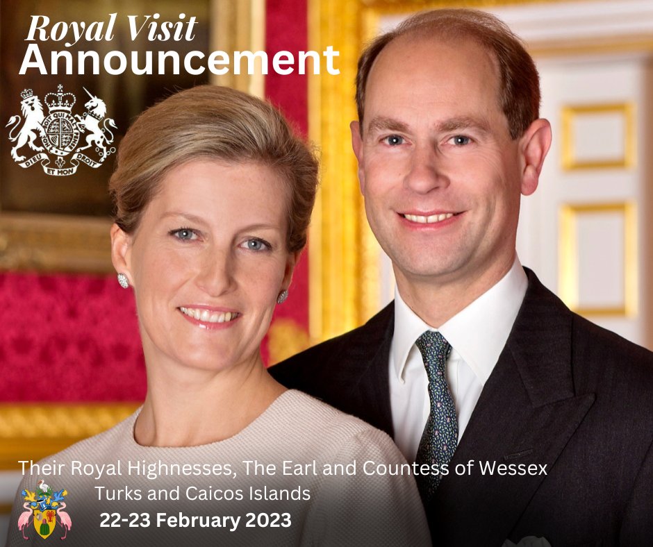 Their Royal Highnesses, The Earl and Countess of Wessex will be making a Royal Visit to the Turks and Caicos Islands on February 22-23, 2023.