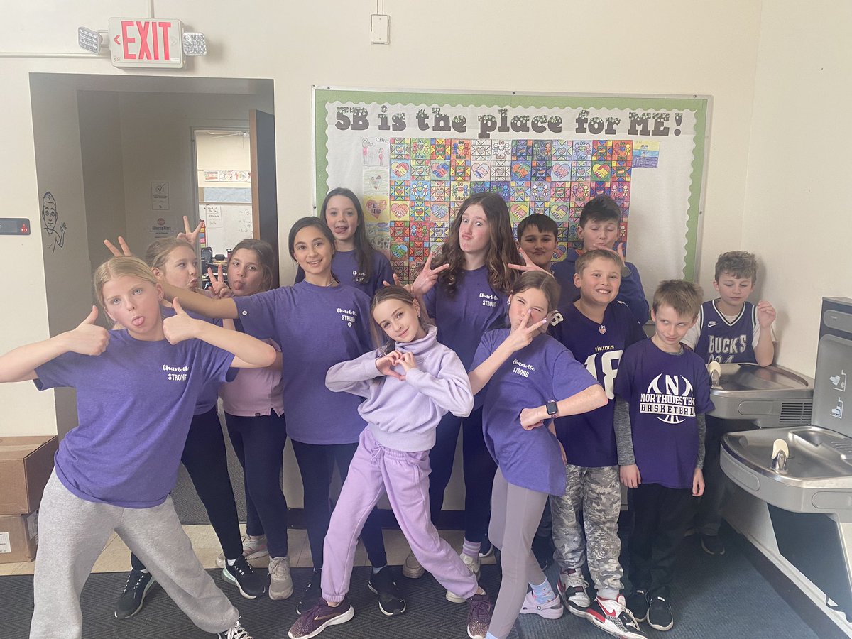 5B is rocking their purple today! #charlottestrong #rocklandcares