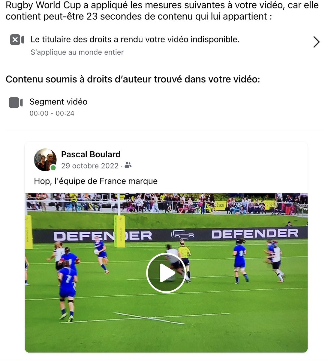 Surtout ne pas penser que <a href="/RugbyWorldCupFR/">Rugby World Cup FR 🇫🇷</a> est pour la promotion du rugby auprès des jeunes et des moins jeunes via les réseaux sociaux, dont Facebook. LAMENTABLE