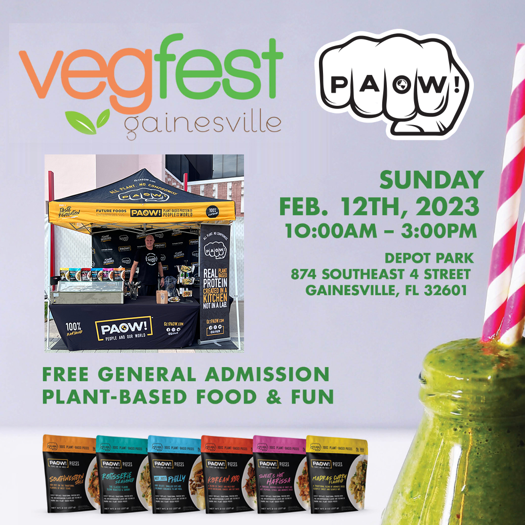 PAOW! - People And Our World (@getpaow) on Twitter photo PAOW! "Local Roots" Tour - Gainesville edition
Stop by Depot Park in Gainesville (Florida) on Sunday, February 12th from 10a-3p.
Claim your FREE event tickets. We'll see you there!
paow.link/GainesvilleVeg…
<a href="/SWFLvegFest/">SWFL Veg Fest</a> #local #altmeat #plantbased #gainesville PAOW! "Local Roots" Tour - Gainesville edition
Stop by Depot Park in Gainesville (Florida) on Sunday, February 12th from 10a-3p.
Claim your FREE event tickets. We'll see you there!
paow.link/GainesvilleVeg…
<a href="/SWFLvegFest/">SWFL Veg Fest</a> #local #altmeat #plantbased #gainesville