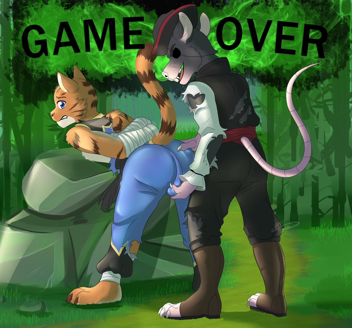 YellowRears's tweet photo. Uh oh! Looks like Kay thought he go up against this Rat boss!
#legendofkay #GameOver 
Art commissioned be me
🎨: @NekoBlackCat https://t.co/KCNkAjqBy2