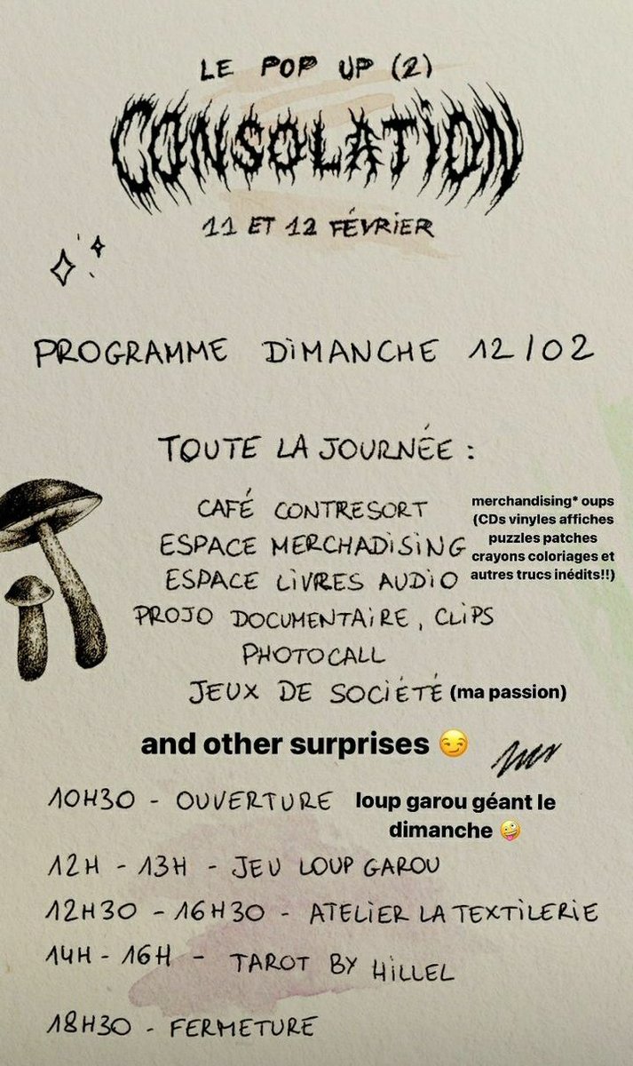Pomme_Source's tweet photo. #EVENT - Voici le programme du pop-up store pour ce week-end ! #LotDeConsolation https://t.co/W3RN7heqD9