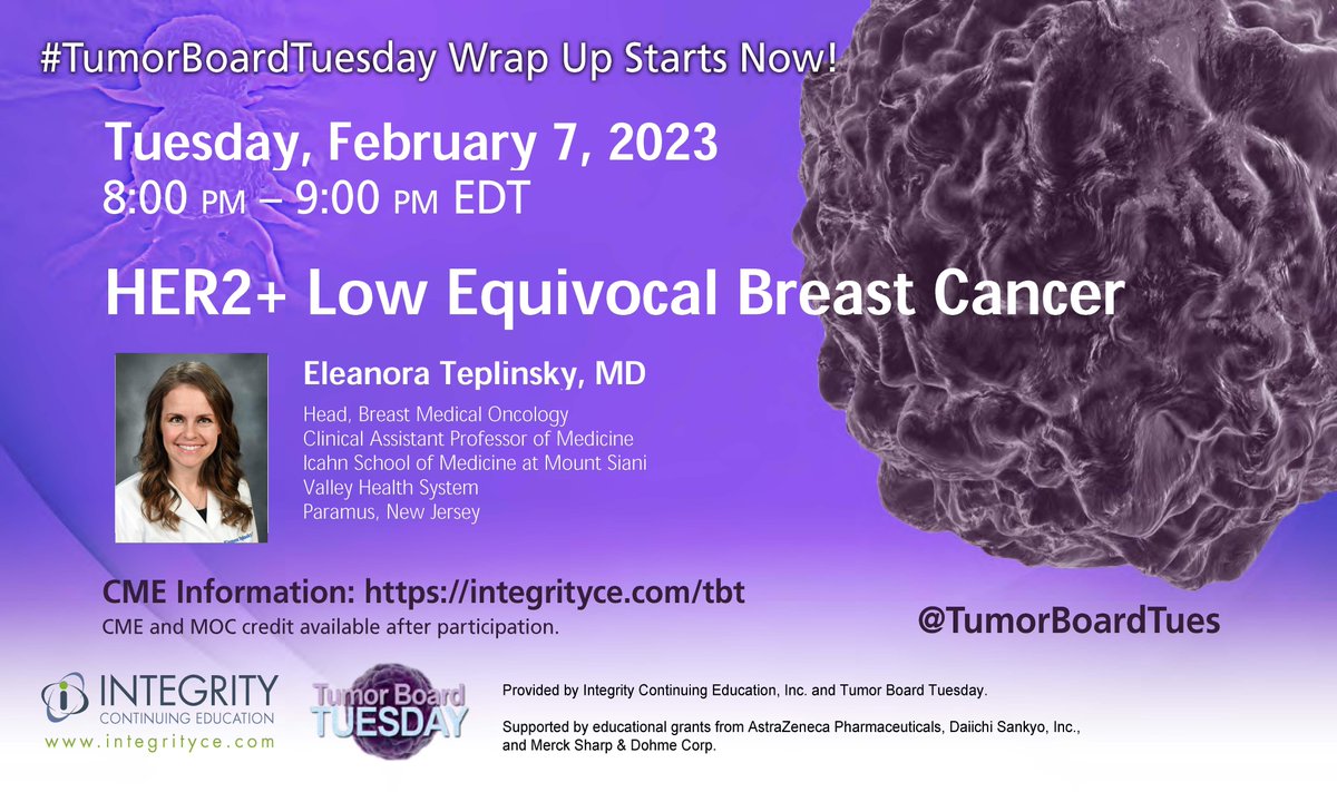 TumorBoardTues's tweet photo. #TumorBoardTuesday

🔬🧬@DrTeplinksy took us through paradigm-shifting therapy in #HER2 low #metastaticbreastcancer.

➡️Here’s the Case 🎀

👉 🆓 #CME credit by answering 2 quick ❓
ALL CME 🔗: https://t.co/63osUKLysL

CME eval🔗: https://t.co/pM93oTp6wz https://t.co/ZtOcKkeXTA