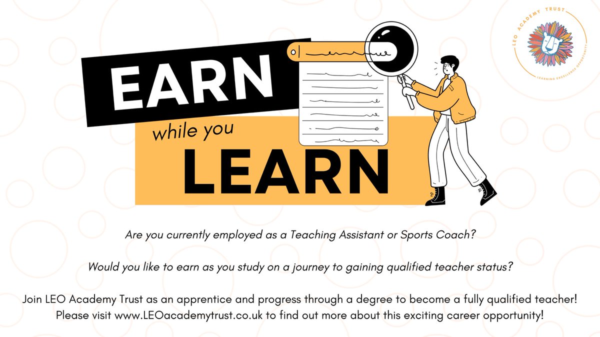 LEOacademies's tweet photo. 📢 Applications are now open to study a degree with @LEOacademies.

We’re delighted to announce a new partnership with @Anspear &amp; @UniOfBuckingham, offering the chance to gain a BA (Hons) in Primary Education while working as a teaching assistant.

🔗 https://t.co/y7We219DtE https://t.co/2JR6ZcTkbc
